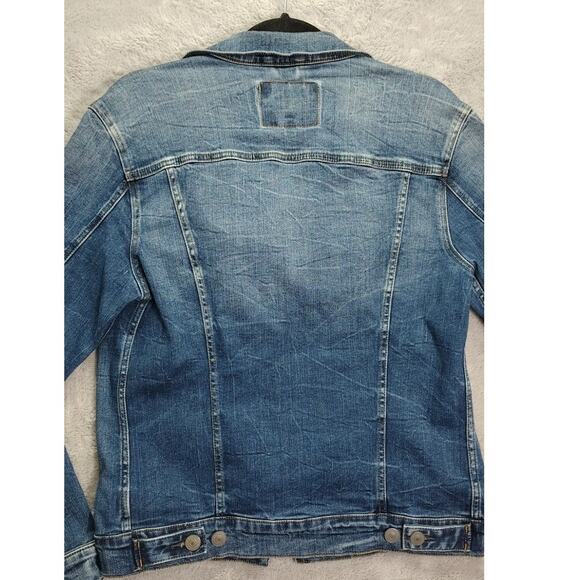 American Eagle Outfitters Mens Trucker Jacket Dark Blue Wash Denim Size Small - Picture 11 of 11